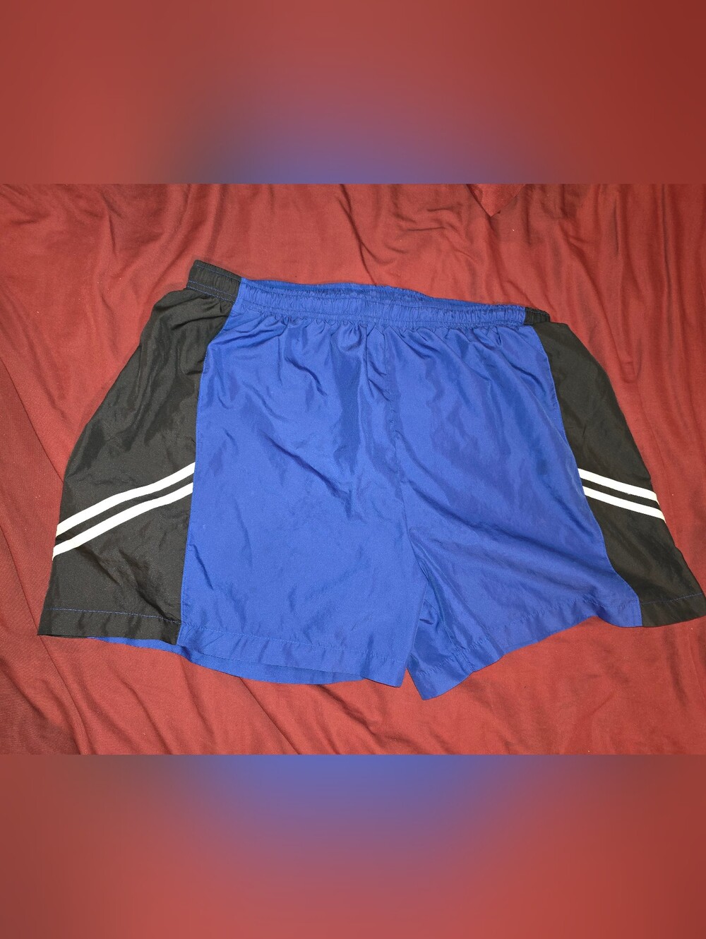 Vintage 90s Prospirit Colorblock Men's Blue and Black Swim Trunks/Shorts Navy L